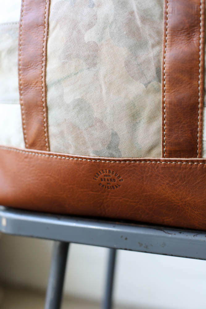 WWII era Salvaged Canvas & Camo Tote Bag