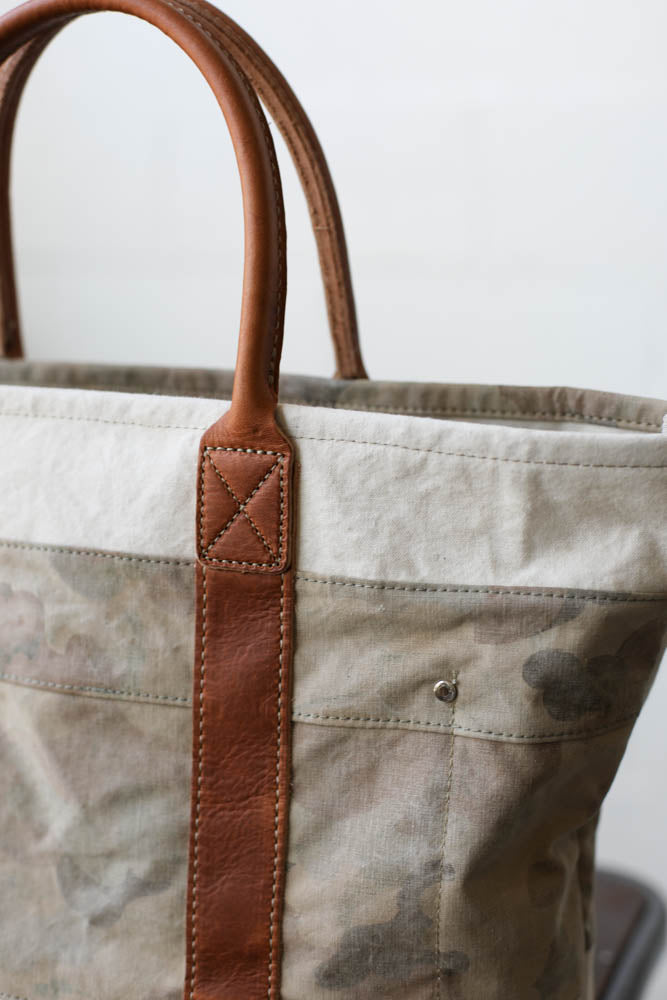WWII era Salvaged Canvas & Camo Tote Bag