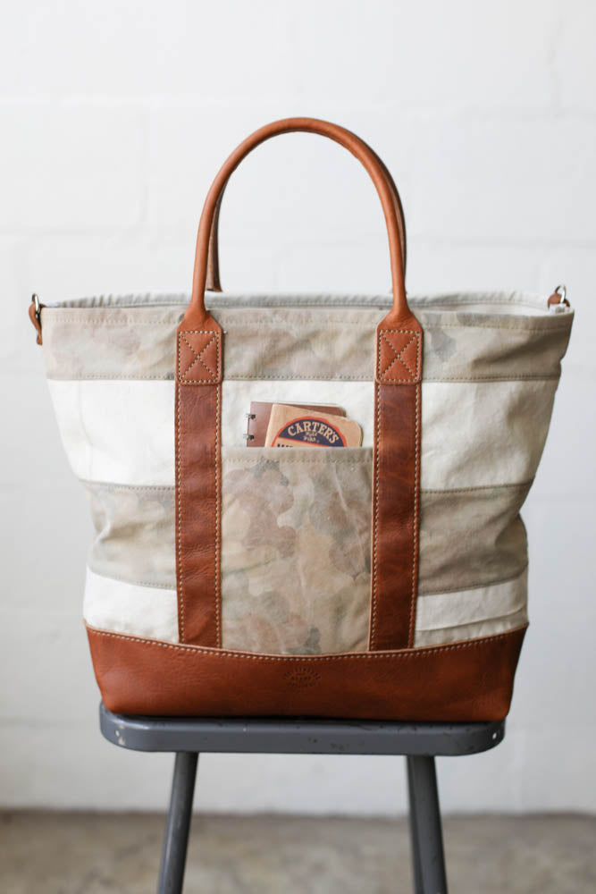WWII era Salvaged Canvas & Camo Tote Bag