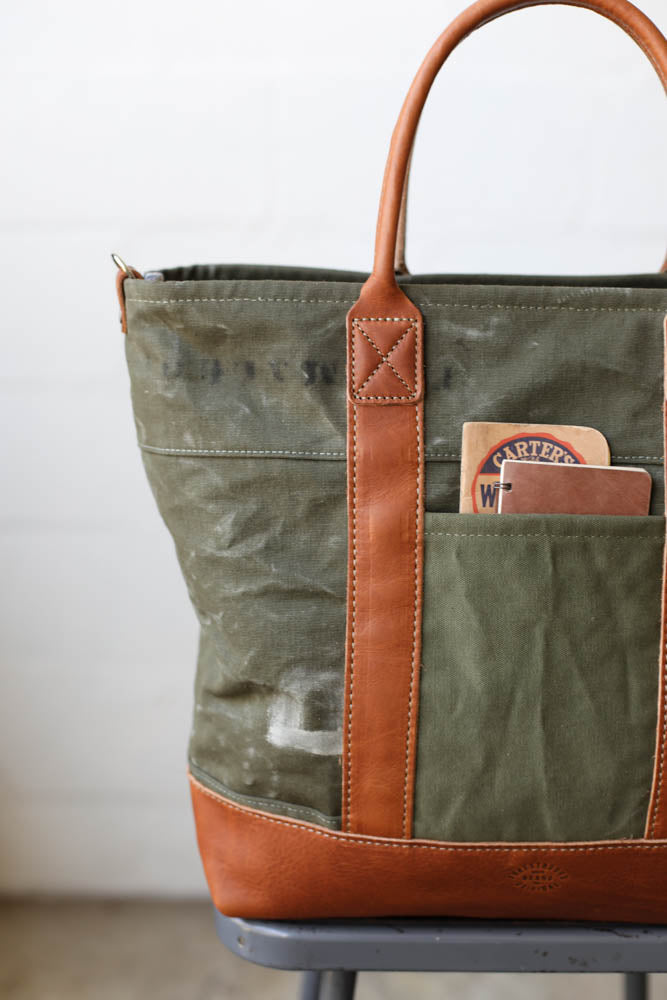 WWII era Salvaged Canvas Tote Bag