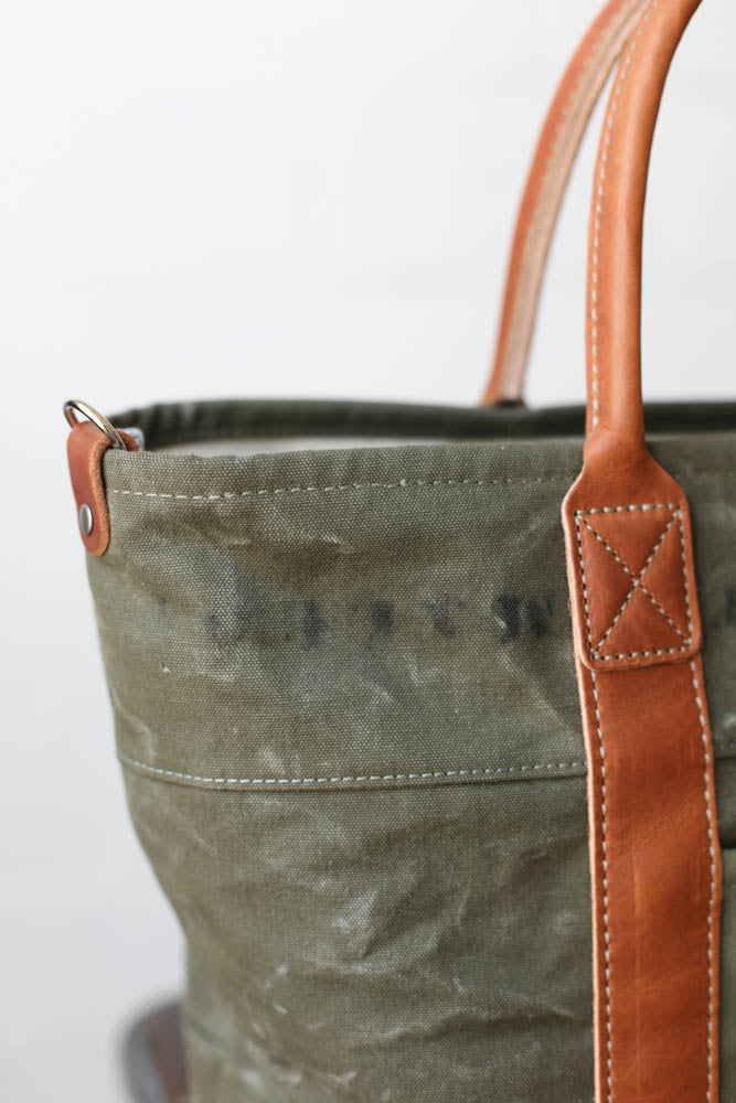 WWII era Salvaged Canvas Tote Bag