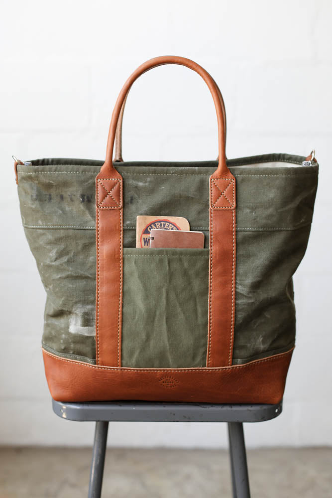 WWII era Salvaged Canvas Tote Bag