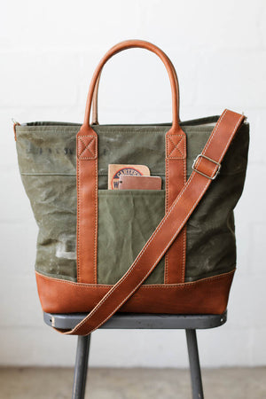 WWII era Salvaged Canvas Tote Bag