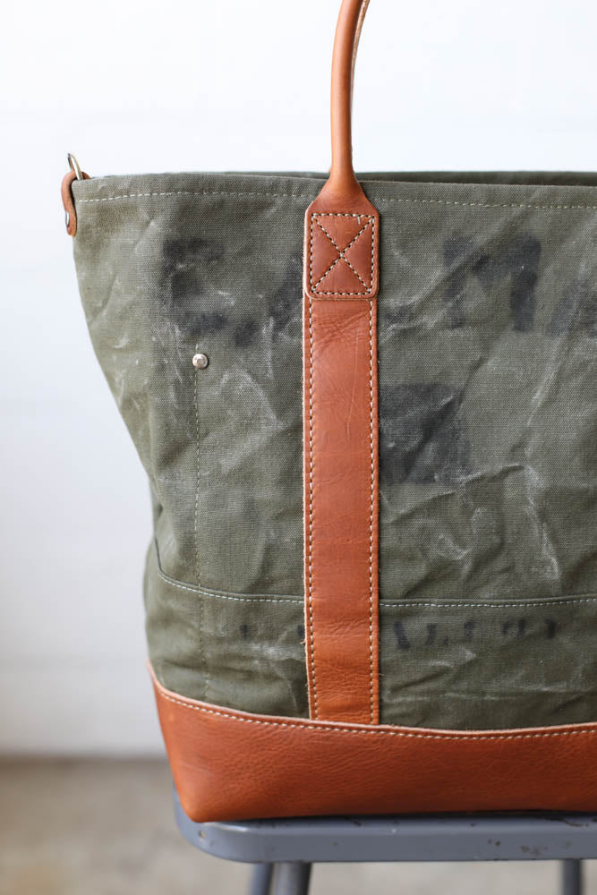 WWII era Salvaged Canvas Tote Bag