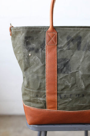 WWII era Salvaged Canvas Tote Bag