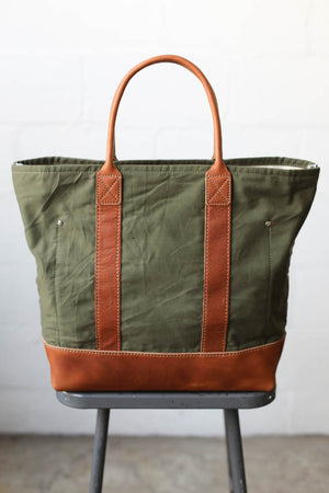 WWII era Salvaged Canvas Tote Bag