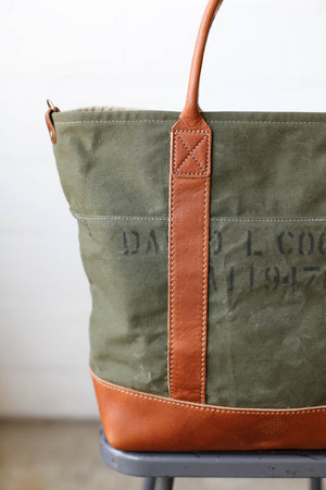 WWII era Salvaged Canvas Tote Bag