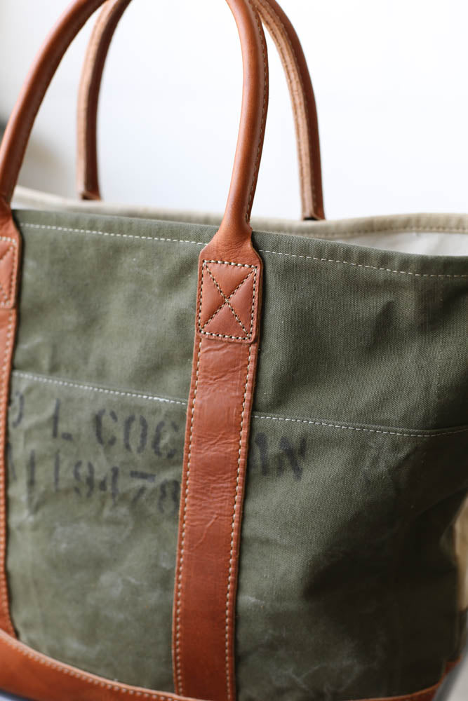 WWII era Salvaged Canvas Tote Bag