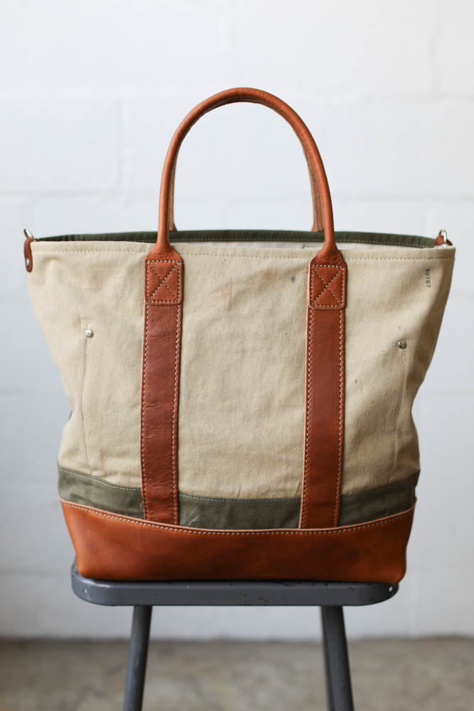 WWII era Salvaged Canvas Tote Bag