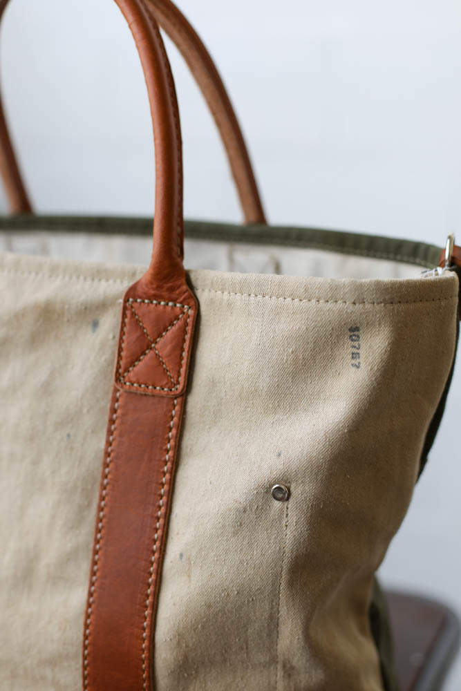 WWII era Salvaged Canvas Tote Bag