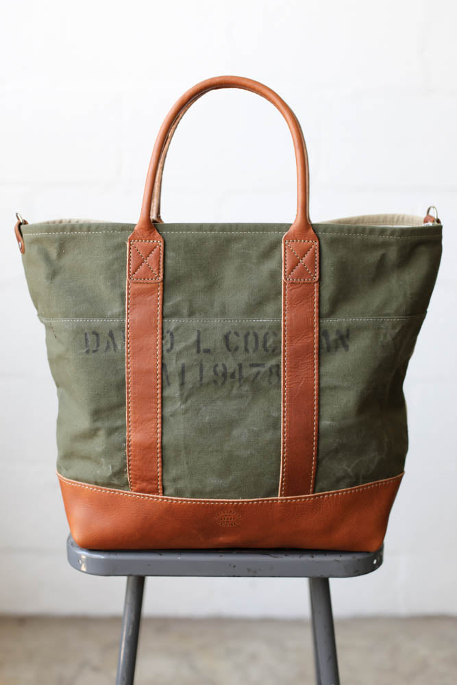 WWII era Salvaged Canvas Tote Bag