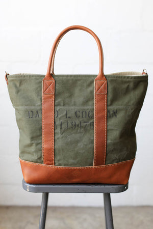 WWII era Salvaged Canvas Tote Bag
