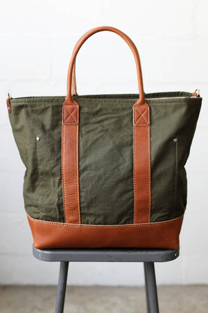 WWII era Salvaged Canvas Tote Bag
