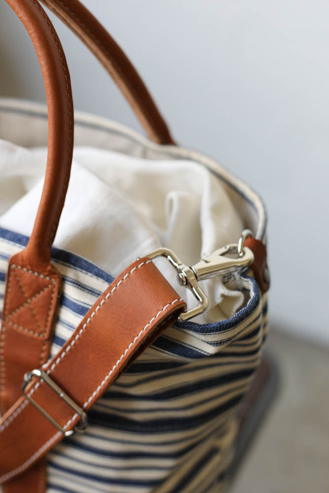 1950's era Salvaged Ticking Tote Bag