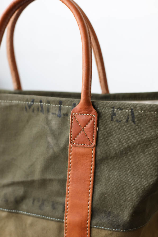 WWII era Salvaged Canvas Tote Bag