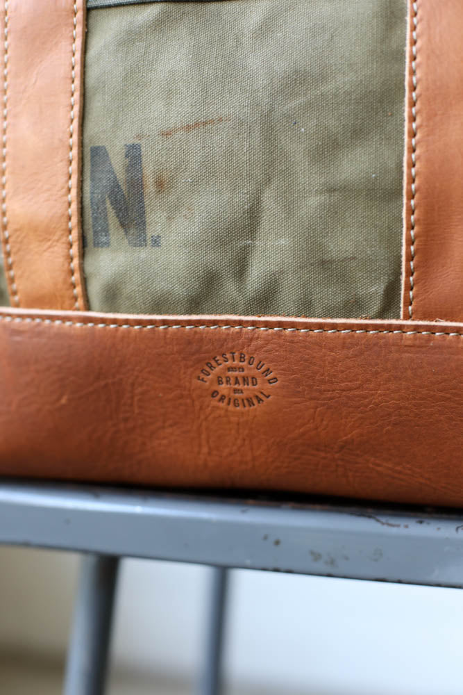 WWII era Salvaged Canvas Tote Bag