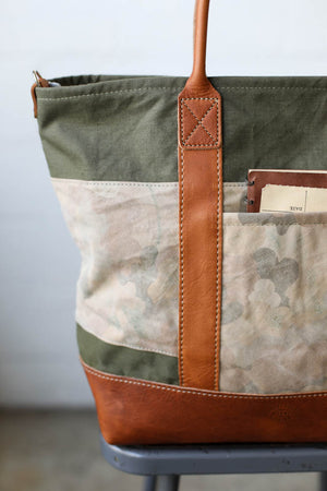 WWII era Salvaged Canvas & Camo Tote Bag