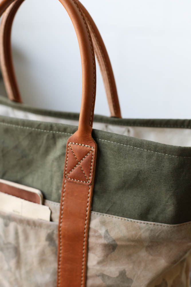 WWII era Salvaged Canvas & Camo Tote Bag