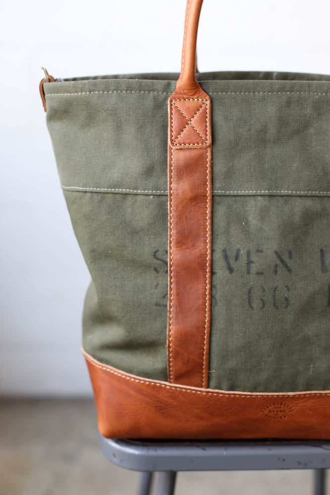 WWII era Salvaged Canvas Tote Bag