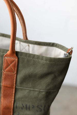 WWII era Salvaged Canvas Tote Bag