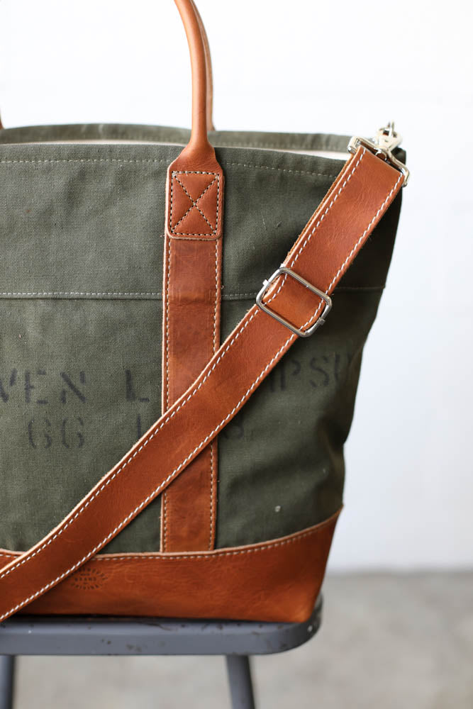 WWII era Salvaged Canvas Tote Bag