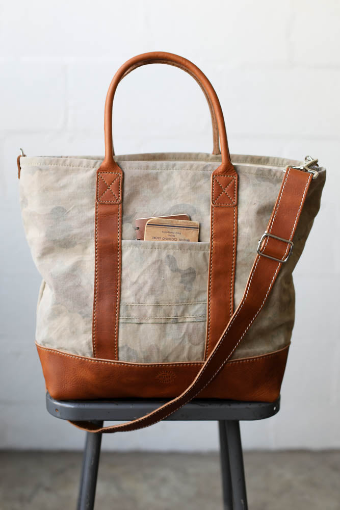 1950's era Salvaged Camo Tote Bag