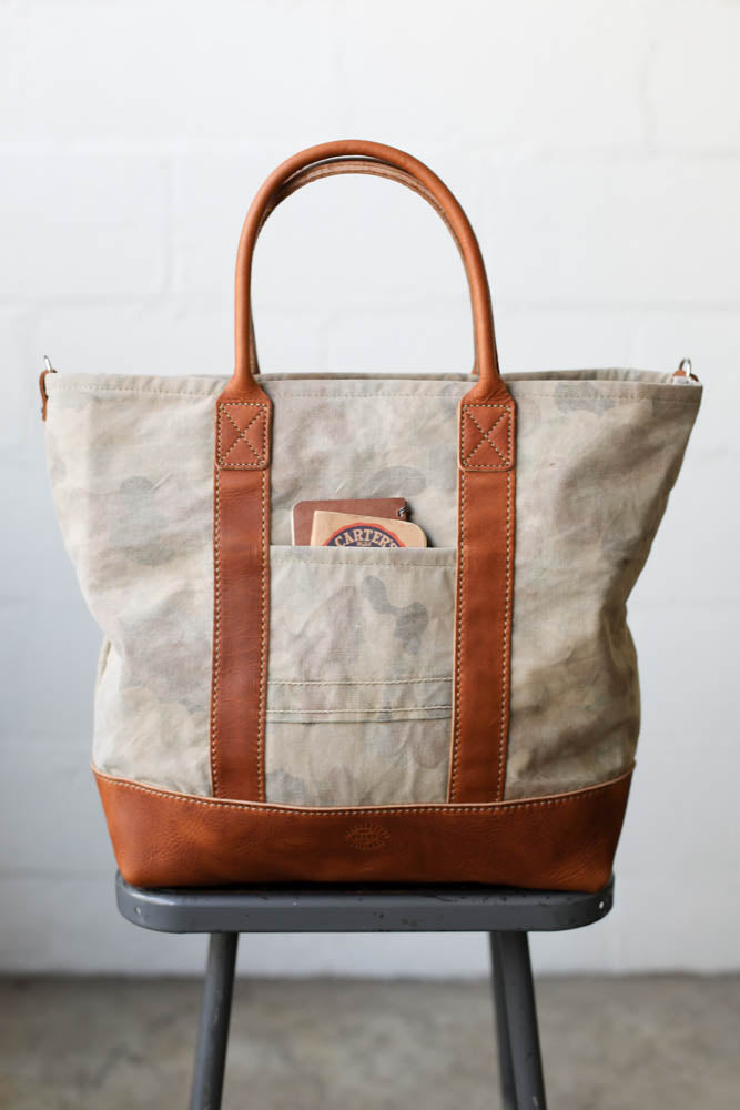 1950's era Salvaged Camo Tote Bag