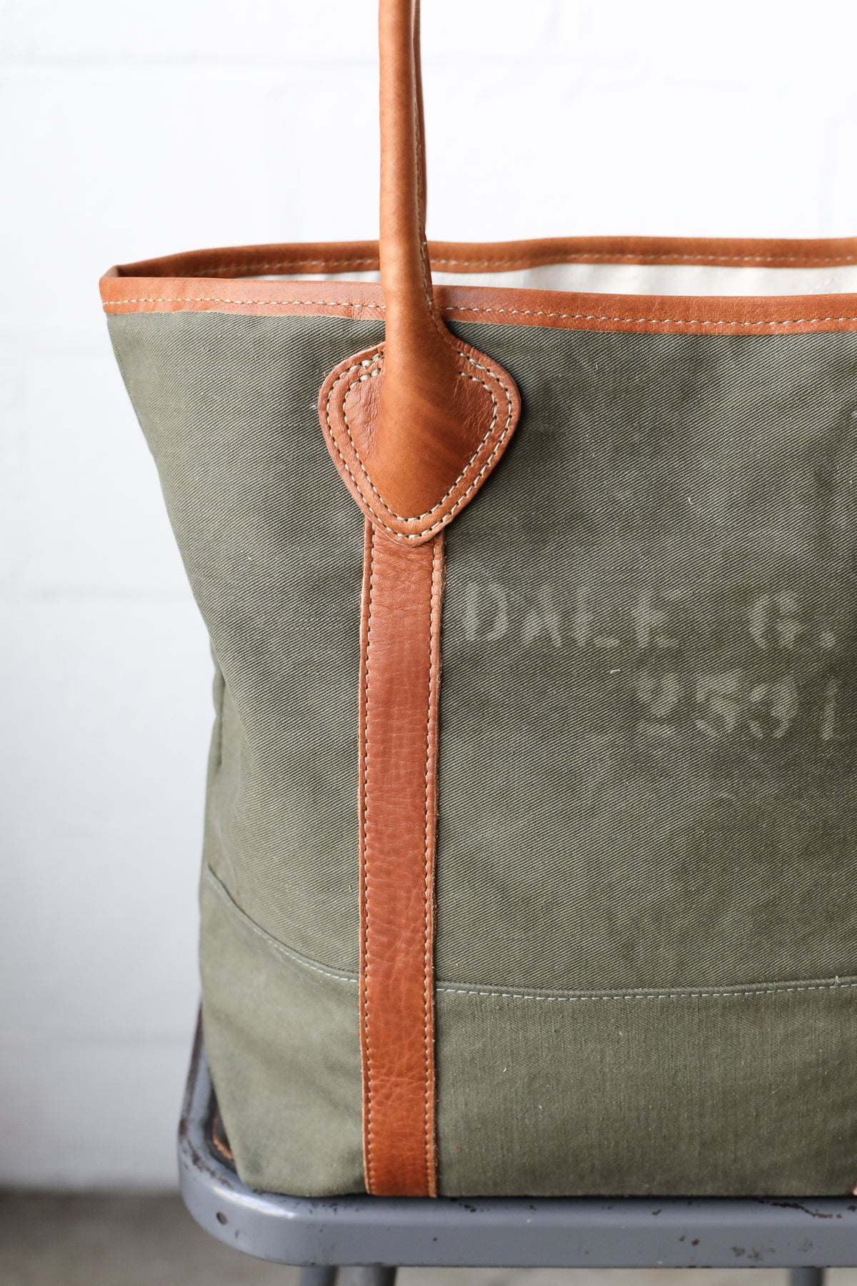 WWII era Salvaged Military Canvas Tote Bag