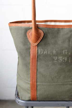 WWII era Salvaged Military Canvas Tote Bag