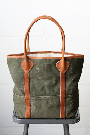 WWII era Salvaged Military Canvas Tote Bag