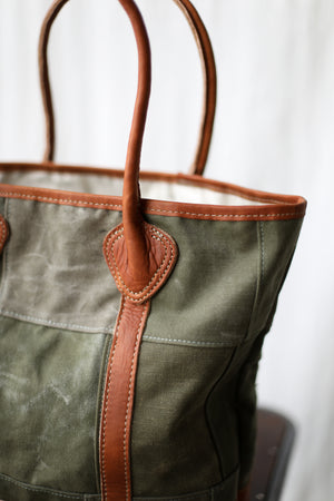 WWII era Salvaged Canvas Patchwork Tote Bag