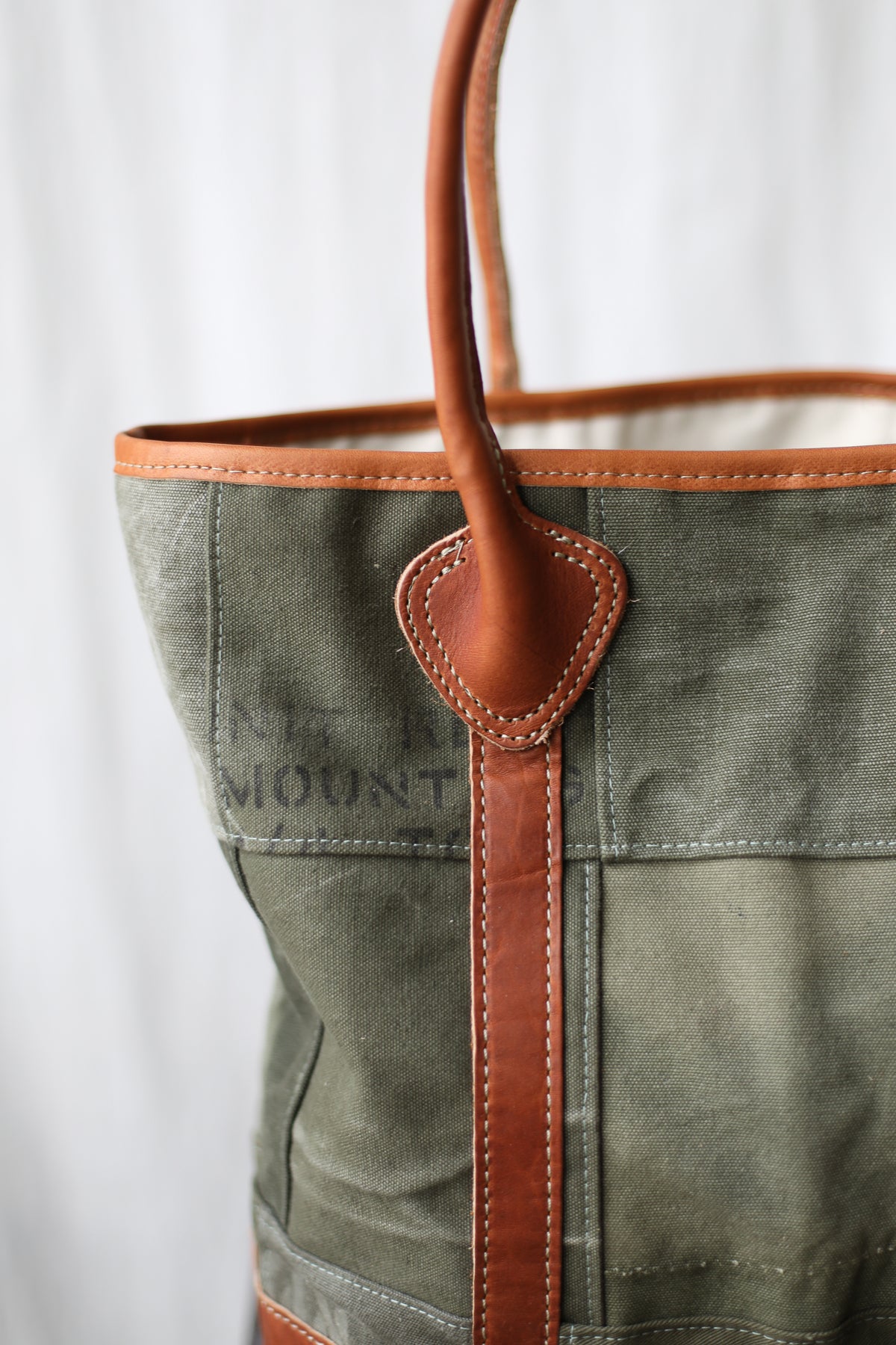 WWII era Salvaged Canvas Patchwork Tote Bag