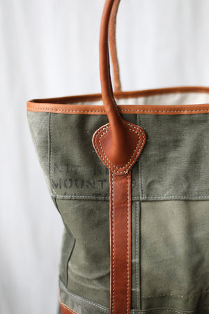 WWII era Salvaged Canvas Patchwork Tote Bag