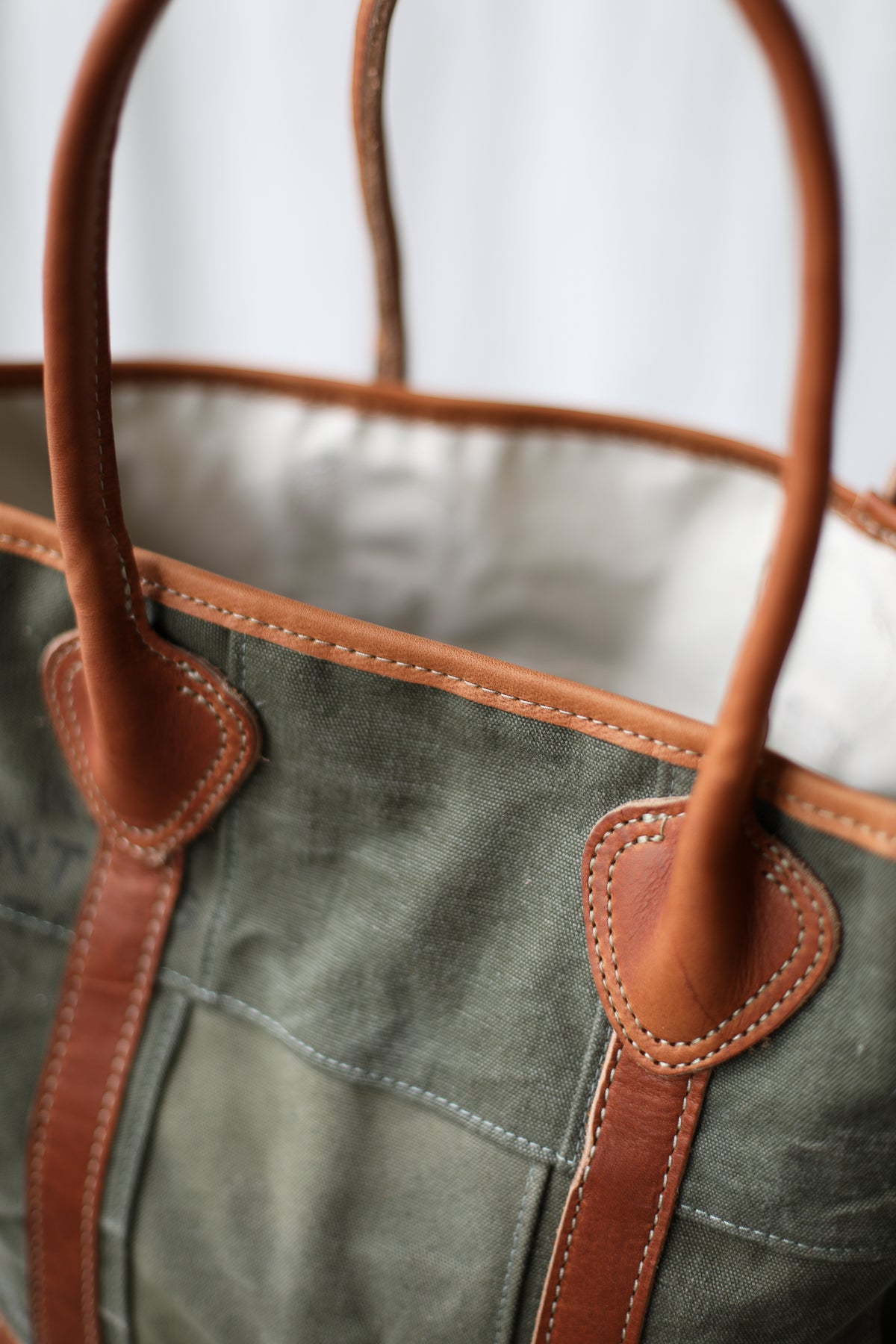 WWII era Salvaged Canvas Patchwork Tote Bag