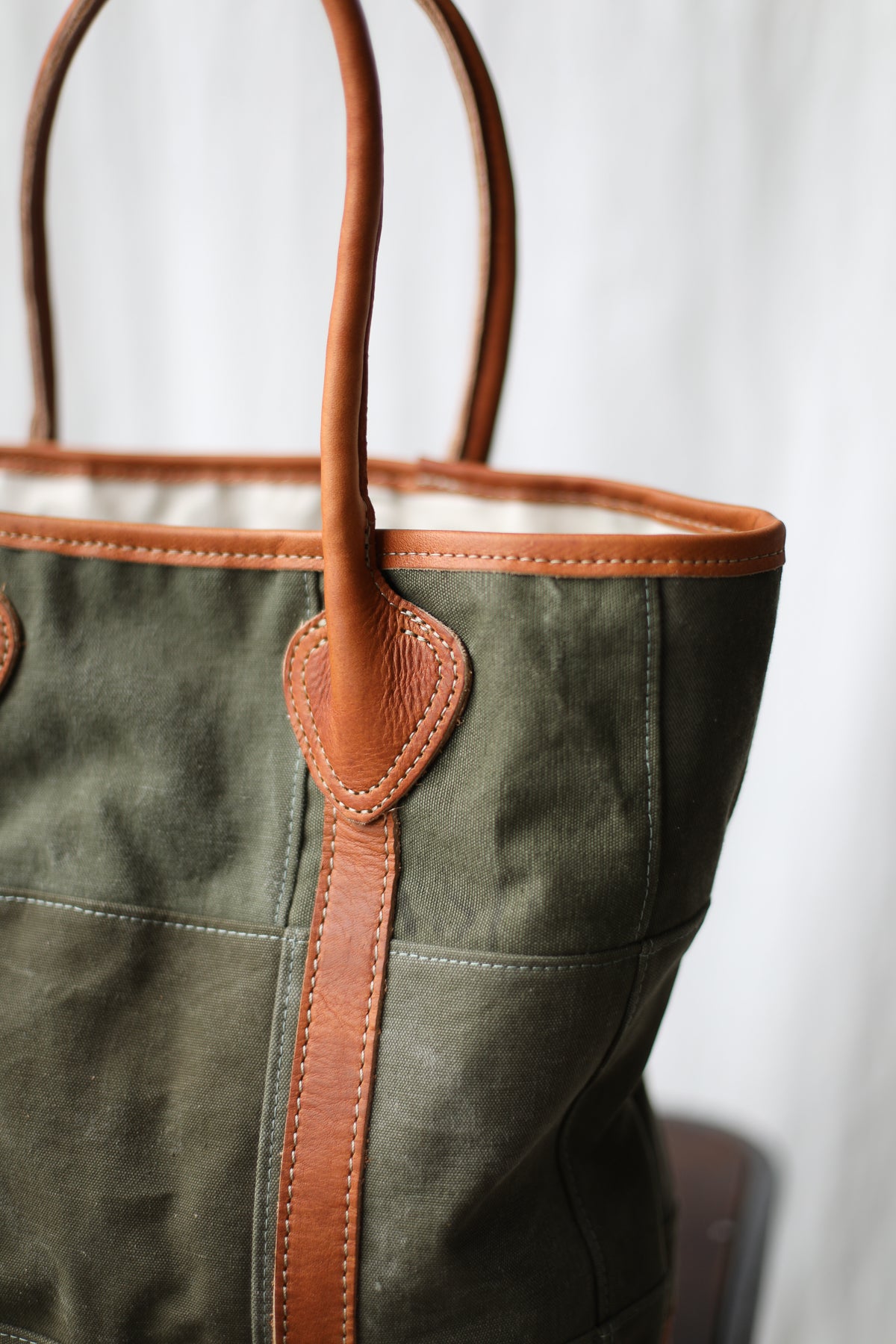 WWII era Salvaged Canvas Patchwork Tote Bag