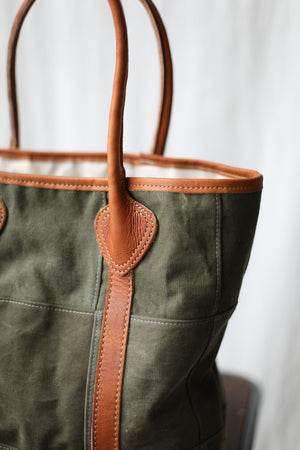 WWII era Salvaged Canvas Patchwork Tote Bag