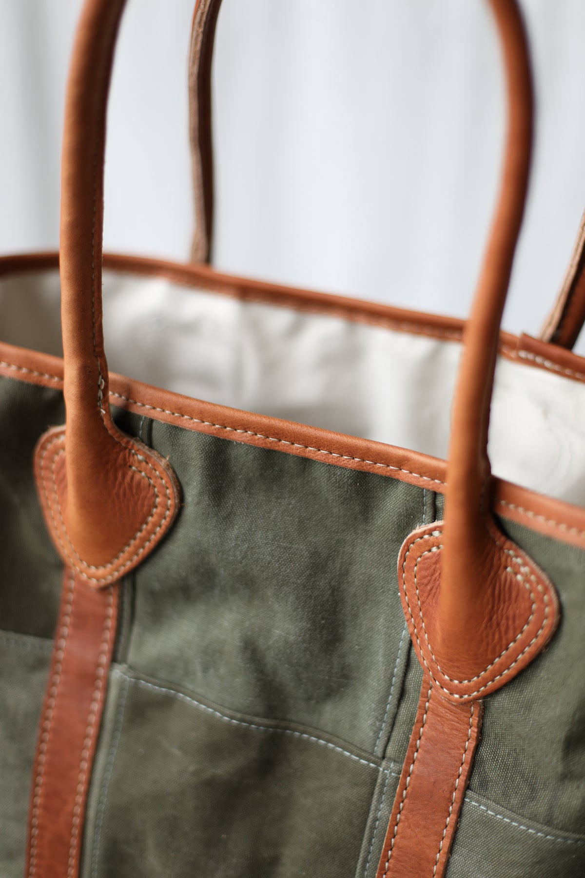 WWII era Salvaged Canvas Patchwork Tote Bag