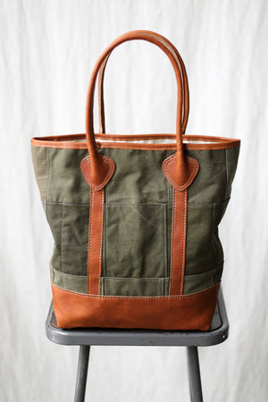 WWII era Salvaged Canvas Patchwork Tote Bag