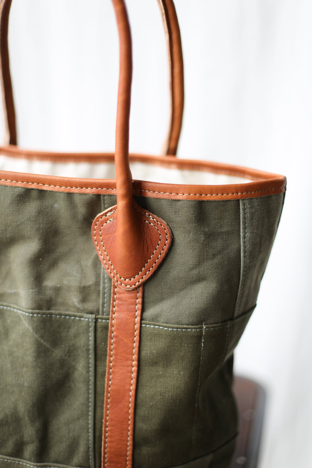 WWII era Salvaged Canvas Patchwork Tote Bag