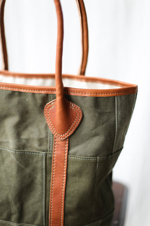 WWII era Salvaged Canvas Patchwork Tote Bag