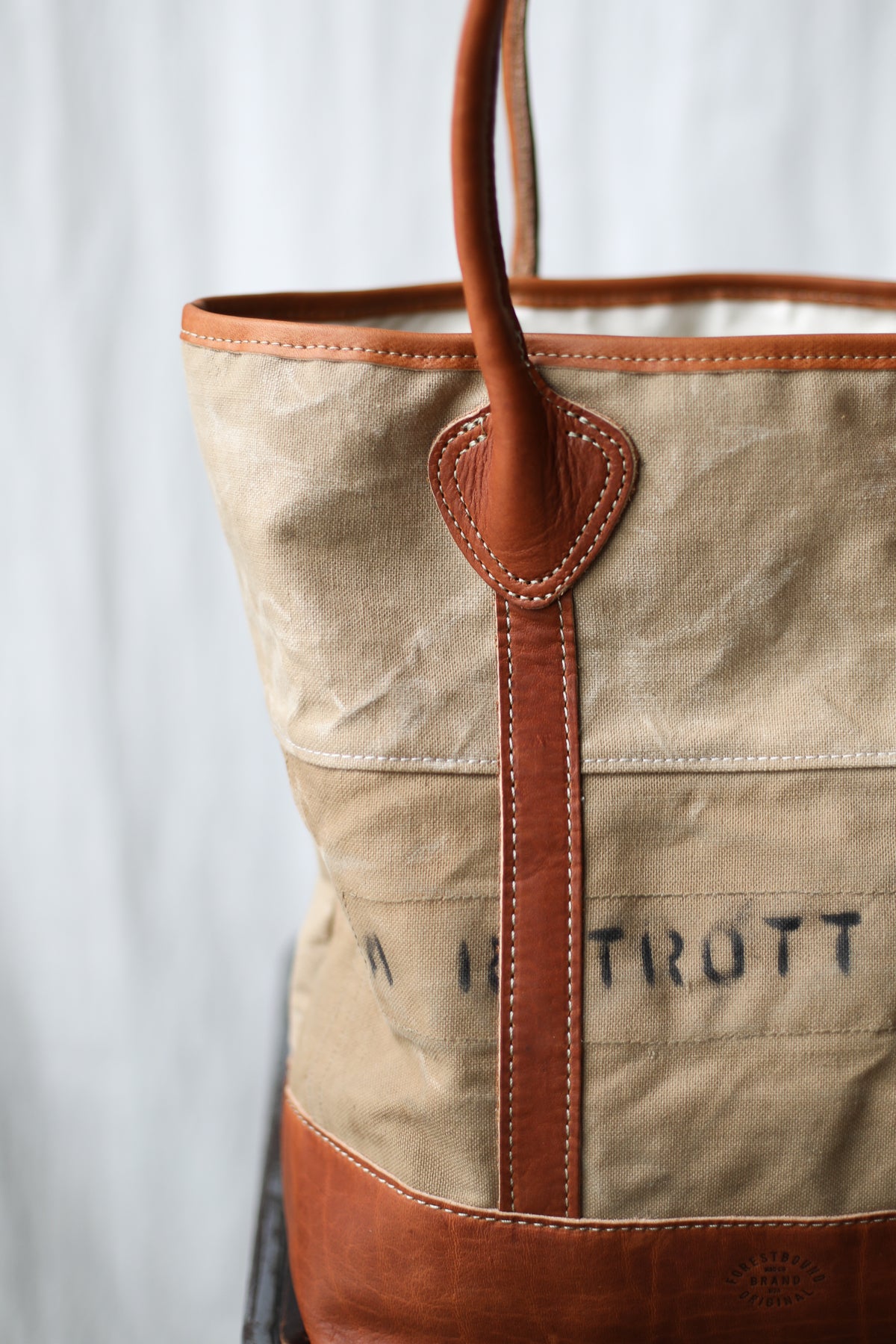 1940's era Salvaged Canvas Tote Bag