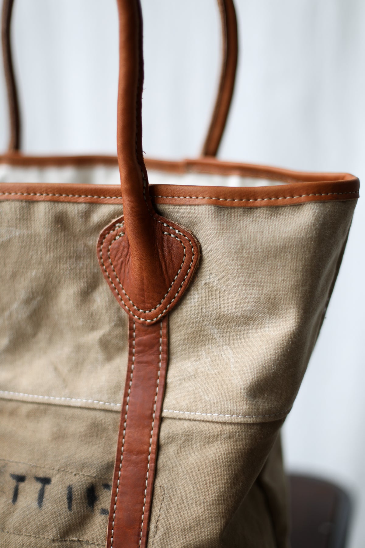 1940's era Salvaged Canvas Tote Bag