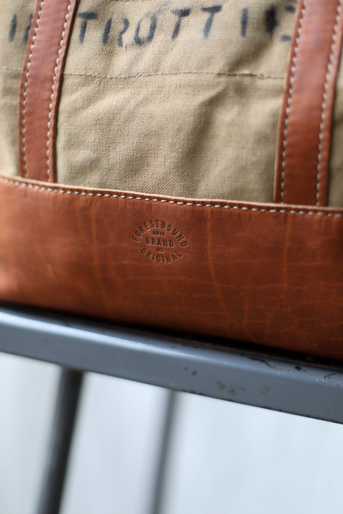 1940's era Salvaged Canvas Tote Bag