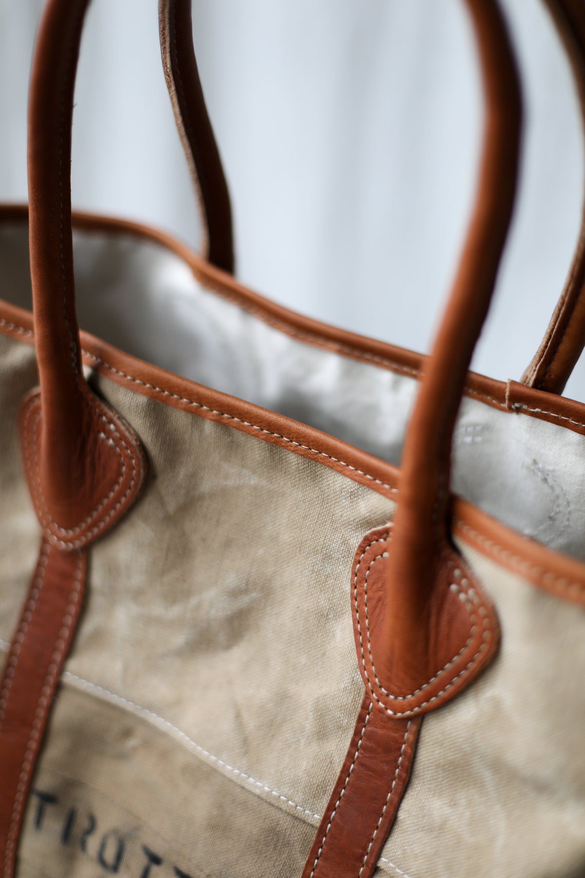1940's era Salvaged Canvas Tote Bag