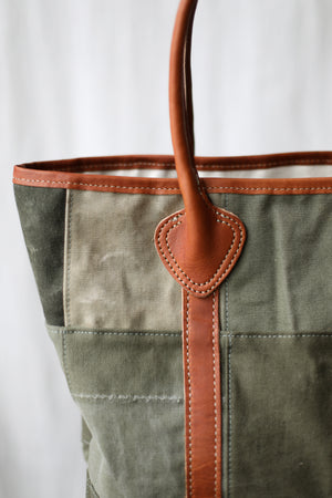 WWII era Salvaged Canvas Patchwork Tote Bag