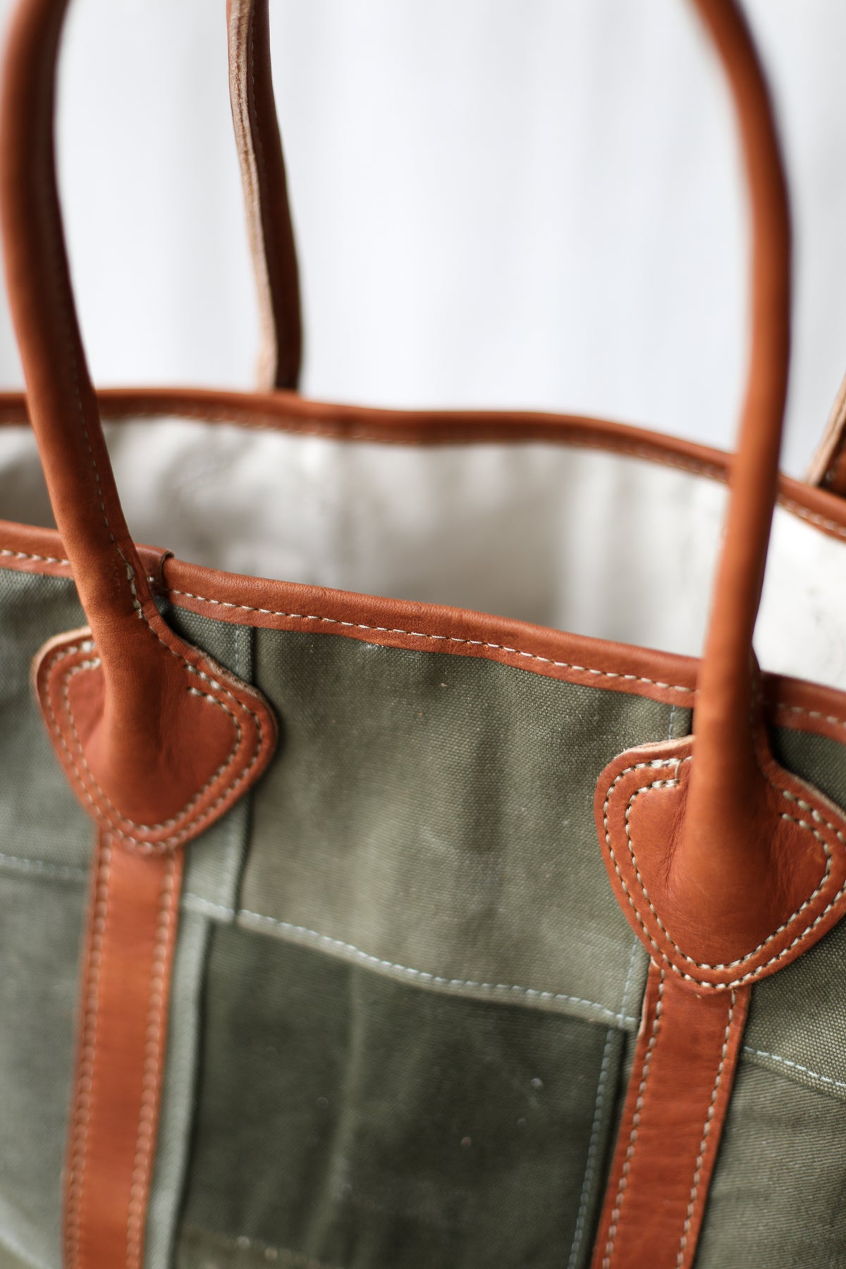 WWII era Salvaged Canvas Patchwork Tote Bag