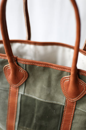 WWII era Salvaged Canvas Patchwork Tote Bag