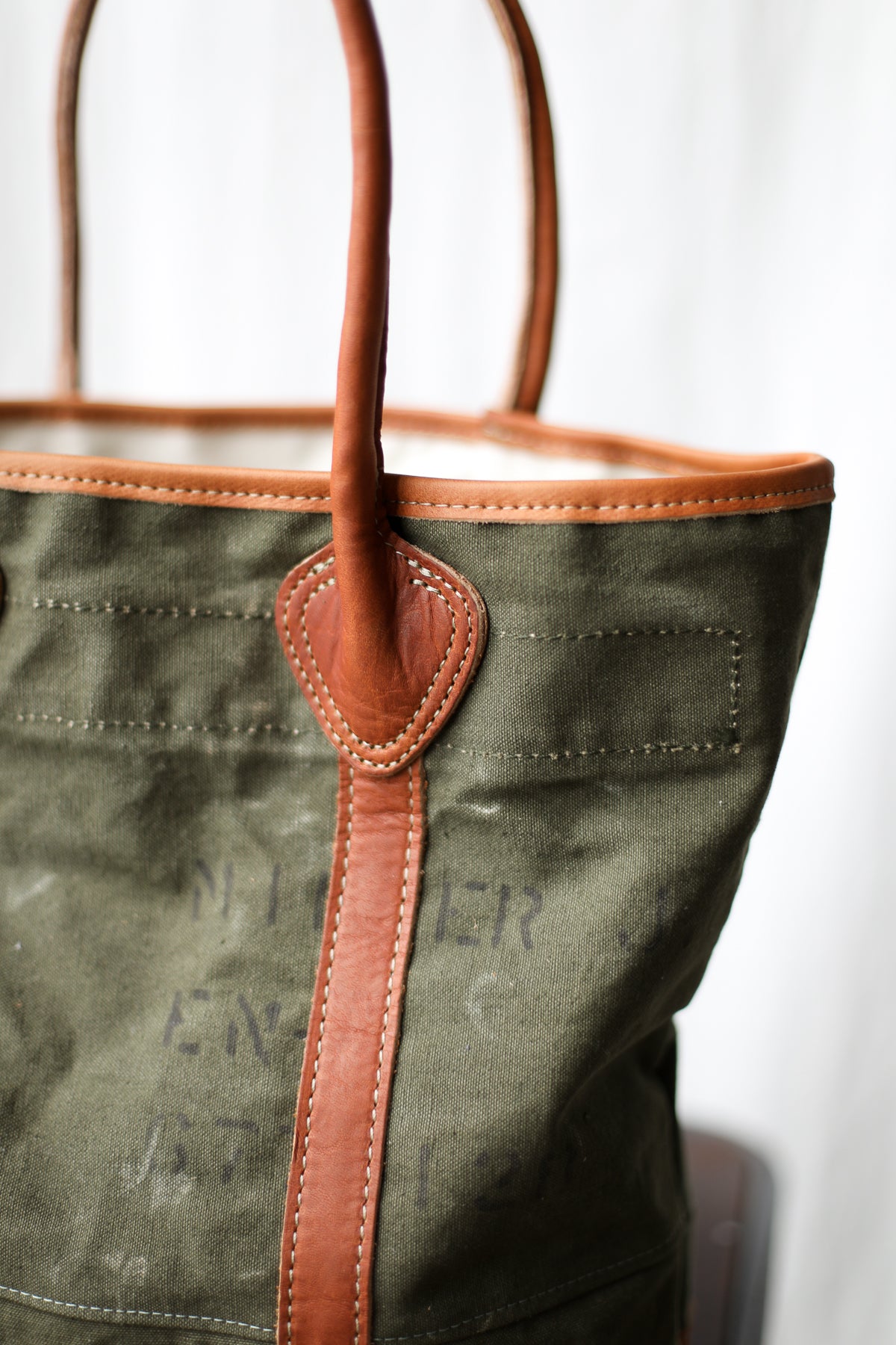 WWII era Salvaged Canvas Tote Bag