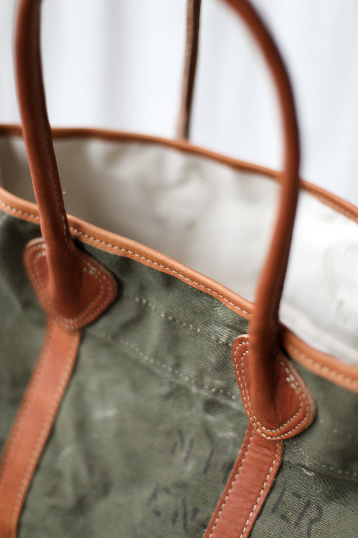 WWII era Salvaged Canvas Tote Bag