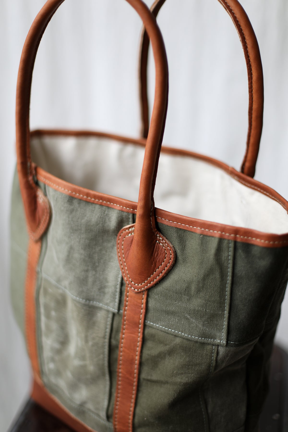 1940's era Salvaged Canvas Patchwork Tote Bag